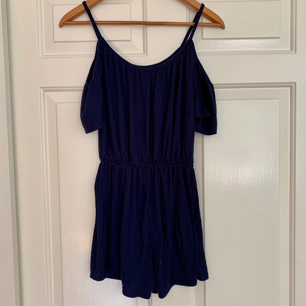 Navy Cold Shoulder Romper